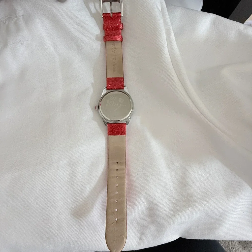 Betsey Johnson Womens OS Red Glitter French Fry Crystal Bezel Watch Accessory